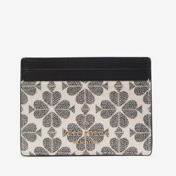 Kate Spade Signature Spade Flower Small Slim Card Holder Black Multi - Picture 2 of 4